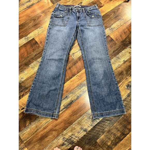 Y2K 2005 Tommy Hilfiger Vintage Hipster Flare Wide Leg Low Rise Wash Sz 30 - Picture 1 of 6